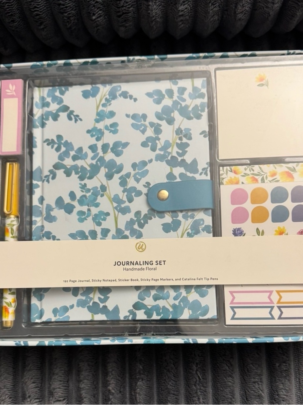 Handmade Floral Journaling Set - Blue